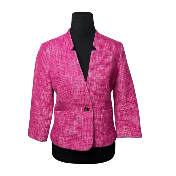 Womens Banana Republic Tweed Hot Pink Blazer/Jacket SZ 6 Lightweight Career Fall - Picture 8 of 8